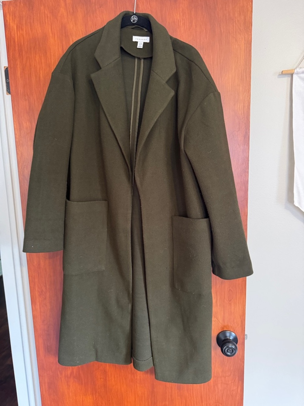 Topshop Olive Green Wool-Blend Pea Coat